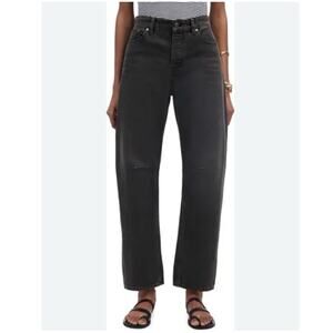 Madewell The Darted Barrel Leg Jeans Petite Size 26P Black Button Fly Boho Denim